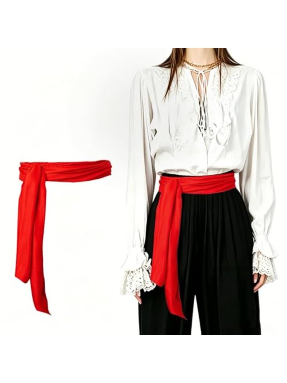 Satin Pirate Sash Belt Long Silk Waist Sash Renaissance Costume